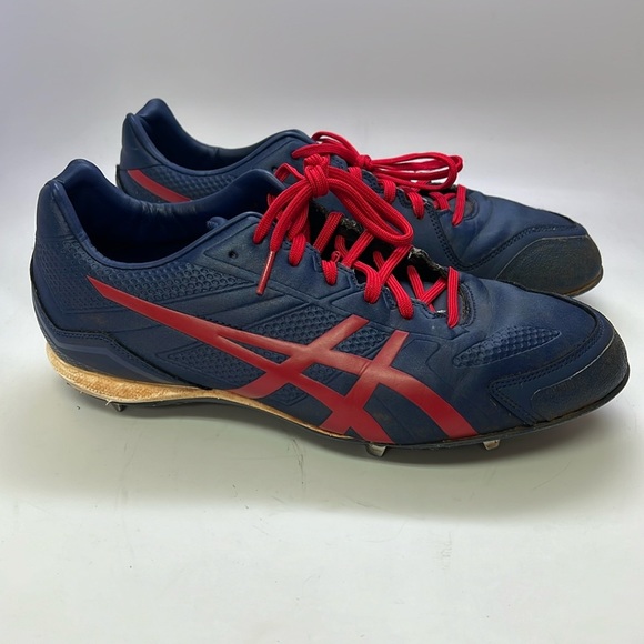 Asics Other - ASICS Base Burner Metal Spike Cleats Size 9 Navy/Red